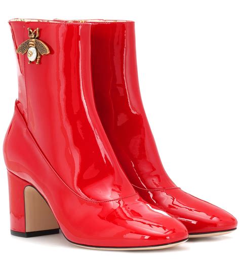 gucci red patent leather booties|Gucci lace up shoes.